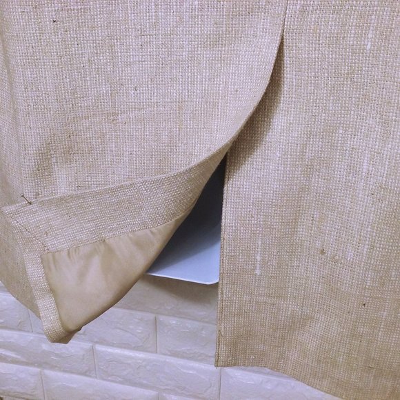 Marc Jeffries Pure Silk Blazer Suit Coat Men-48(L) Dbl-Button Vent Pockets Cream - Picture 9 of 11